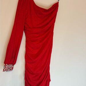 Sherri Hill Vibrant Red One-Shoulder Dress